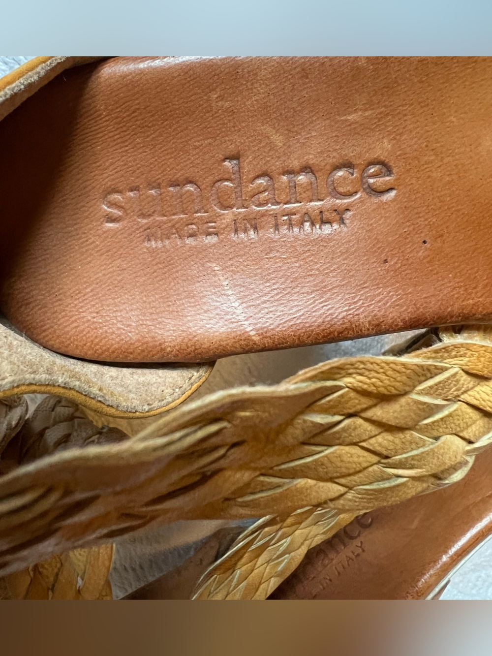 Sundance ❤️ Italian Leather Braided Ankle-Strap Heeled Sandals size EU 42, US 11 - Picture 12 of 12